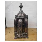 Antique Gothic Revival Silver-Plate Lantern with Six Cut-Glass Bottles & Shaker Jars