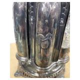 Antique Gothic Revival Silver-Plate Lantern with Six Cut-Glass Bottles & Shaker Jars