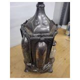 Antique Gothic Revival Silver-Plate Lantern with Six Cut-Glass Bottles & Shaker Jars