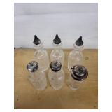 Antique Gothic Revival Silver-Plate Lantern with Six Cut-Glass Bottles & Shaker Jars