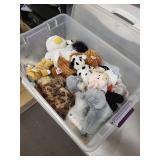 Assorted Plush Toys - Mixed Stuffed Animals in Clear Storage Bin