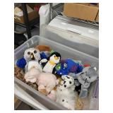 Assorted Plush Toys - Mixed Stuffed Animals in Clear Storage Bin
