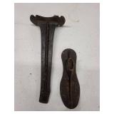Antique Cast-Iron T-Head Bar & Curved Foot Clamp - 2-Piece Tool Set