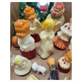 Vintage Gurley Tavern Candle Novelty Figures - Nativity & Angels Wax Decor, Made in USA