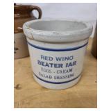 Red Wing Beater Jar with Lid - Eggs, Cream, Salad Dressing - Vintage Stoneware