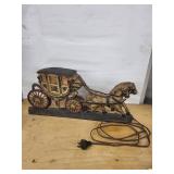 Horse-Drawn Carriage Lamp - Vintage Metal Figurine with Bulb