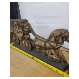 Horse-Drawn Carriage Lamp - Vintage Metal Figurine with Bulb