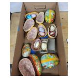 Vintage Decorative Easter Eggs Set in Cardboard Box - Assorted Floral & Cartoon Designs