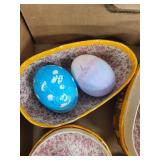 Vintage Decorative Easter Eggs Set in Cardboard Box - Assorted Floral & Cartoon Designs