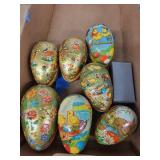 Vintage Decorative Easter Eggs Set in Cardboard Box - Assorted Floral & Cartoon Designs