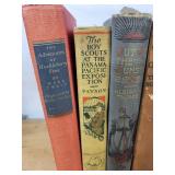 Vintage Hardcover Book Set - Huck Finn; Panama-Pacific Exposition Boy Scouts; Sunset Sea; Fear God; Command; Der SS-Staat