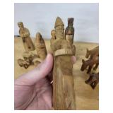 Hand-Carved Wooden Folk-Art Figures & Horses Set