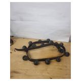 Antique Forged Iron Fireplace Tools - Wood-Handle Hook, Five-Arm Star, Ring with Spheres (3-Piece Set)