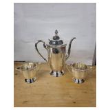Tea Set - Vintage Silver-Plate Teapot with Lid, 2 Creamers & Tray