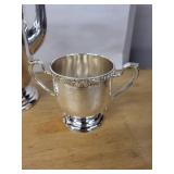 Tea Set - Vintage Silver-Plate Teapot with Lid, 2 Creamers & Tray