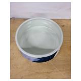 Abstract Leaf-Pattern Ceramic Bowl by Charles Halling - Lavender & Navy on White - 7 in Diameter