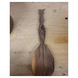 Stoneware Jar with Carved Wooden Serving Scoop - Brown Glaze