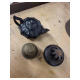 Antique Cast Iron Teapot & Accessories Set - Kettle, Bucket & Lids