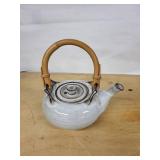 Teapot - Bamboo-Handled Ceramic with Gray Glaze