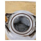 Teapot - Bamboo-Handled Ceramic with Gray Glaze