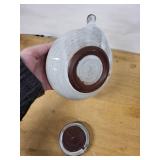 Teapot - Bamboo-Handled Ceramic with Gray Glaze