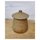 Stoneware Jar with Lid - Speckled Brown Glaze, Rustic Canister
