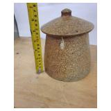 Stoneware Jar with Lid - Speckled Brown Glaze, Rustic Canister