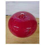 Red Glass Sphere Vase with Neck Opening - Handblown Art Glass Signed by Dylan Martinez