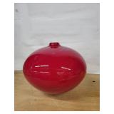 Red Glass Sphere Vase with Neck Opening - Handblown Art Glass Signed by Dylan Martinez