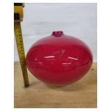 Red Glass Sphere Vase with Neck Opening - Handblown Art Glass Signed by Dylan Martinez
