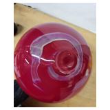 Red Glass Sphere Vase with Neck Opening - Handblown Art Glass Signed by Dylan Martinez