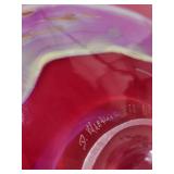 Red Glass Sphere Vase with Neck Opening - Handblown Art Glass Signed by Dylan Martinez