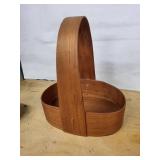 Oval Wooden Basket with Arched Handle - Handmade