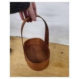 Oval Wooden Basket with Arched Handle - Handmade