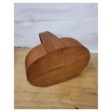 Oval Wooden Basket with Arched Handle - Handmade