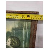 Framed Vintage Prints - Girl in Forest Scene & Crowded Outdoor Scene (Lot of 2)