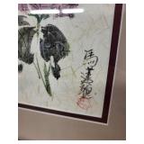 Charlotte Fung Miller Chinese Brush Painting - Hibiscus & Butterfly Framed Art