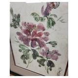 Charlotte Fung Miller Chinese Brush Painting - Hibiscus & Butterfly Framed Art