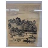 Pair of Vintage Landscape Etchings in Black Frames