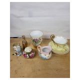 French Porcelain Teaware - 6-Piece Floral Set with Gold Trim