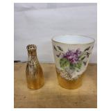 French Porcelain Teaware - 6-Piece Floral Set with Gold Trim