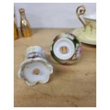 French Porcelain Teaware - 6-Piece Floral Set with Gold Trim