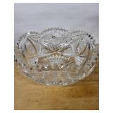 Crystal Cut Glass Compote Bowl, Delft-Style Blue Rimmed Bowl, Danish Floral Plate (Lot of 3)