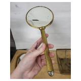 Vintage Amber Hand Mirror, Pink Art-Glass Hand Mirror & Wire Vanity Basket