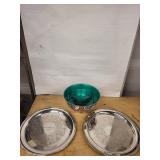 Reed & Barton 101 Silver-Plate Bowls with Teal Interiors - 5-Piece Set