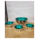 Reed & Barton 101 Silver-Plate Bowls with Teal Interiors - 5-Piece Set