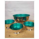 Reed & Barton 101 Silver-Plate Bowls with Teal Interiors - 5-Piece Set