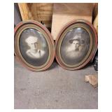 Pair of Vintage WWI Era Oval Portrait Frames - Navy Sailor & Army Soldier Photos