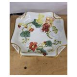 H&Co Floral Square Porcelain Bowls with Gold Trim - Set of 2