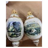 Porcelain Angel Figurines Lot with Landscape Egg Ornaments and a Lady with Chickens